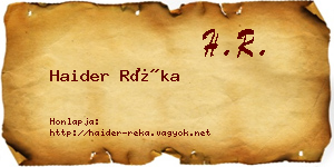 Haider Réka névjegykártya